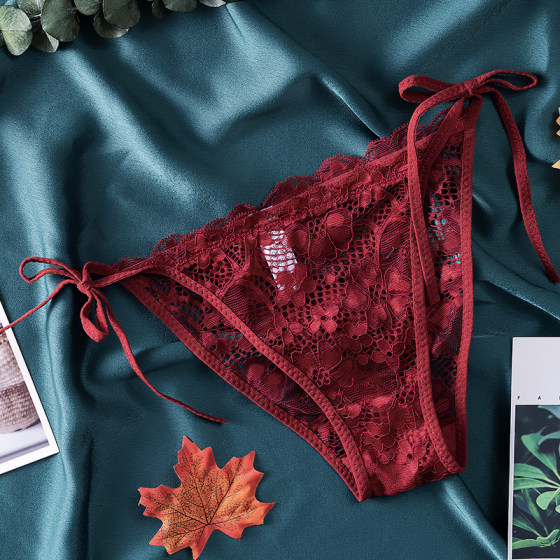 系带情侣内裤一男一女蕾丝丁字裤纯欲轻奢性感情侣款内衣套装