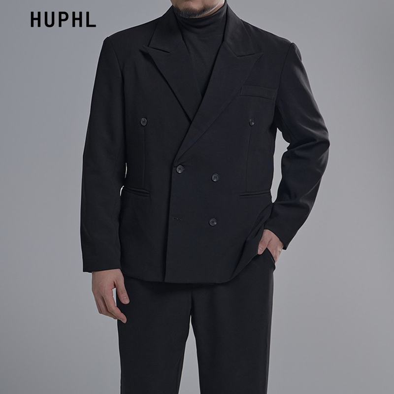 Double-Breasted Blazer, Plus-Size Men's Formal Wear, Slimming Suit, Suit Pants Set, Loose Fit, High-End Feel, Autumn Business Style