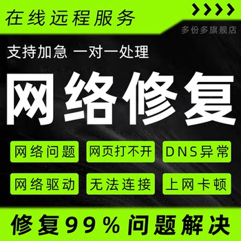 Computer network repair problem solving wifi failure connection remote debugging technical service consultation dns settings