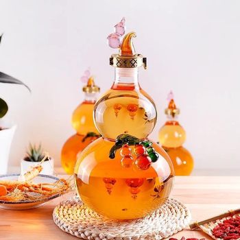 Creative gourd-shaped bubble wine bottle, large diameter sealed thickened high borosilicate transparent bubble wine glass bottle