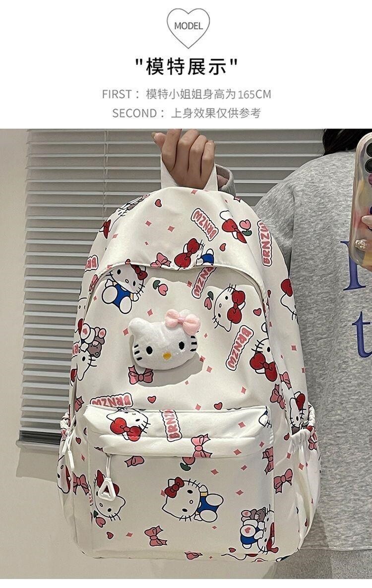Заказной рюкзак hellokitty书包女初中生高颜值小众小学生三到六年级kt猫双肩包