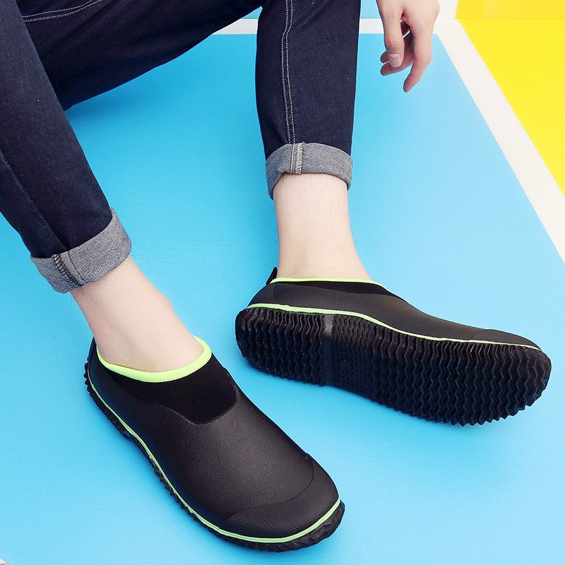 Rain boots men and women adult low-top short tube breathable lightweight water shoes overshoes large size 46 47 48 male student rain boots