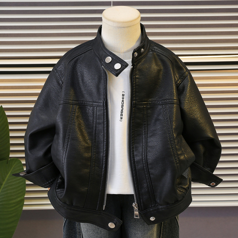 Boys' Leather Jacket, Autumn 2026 New Style, Stylish Children's Motorcycle Stand-Up Collar Leather Jacket, Autumn Outfit for Boys, Spring and Autumn Trendy Boys' Leather Jacket, Autumn 2026 New Style, Stylish Children's Motorcycle Stand-Up Collar Leather Jacket, Autumn Outfit for Boys, Spring and Autumn Trendy