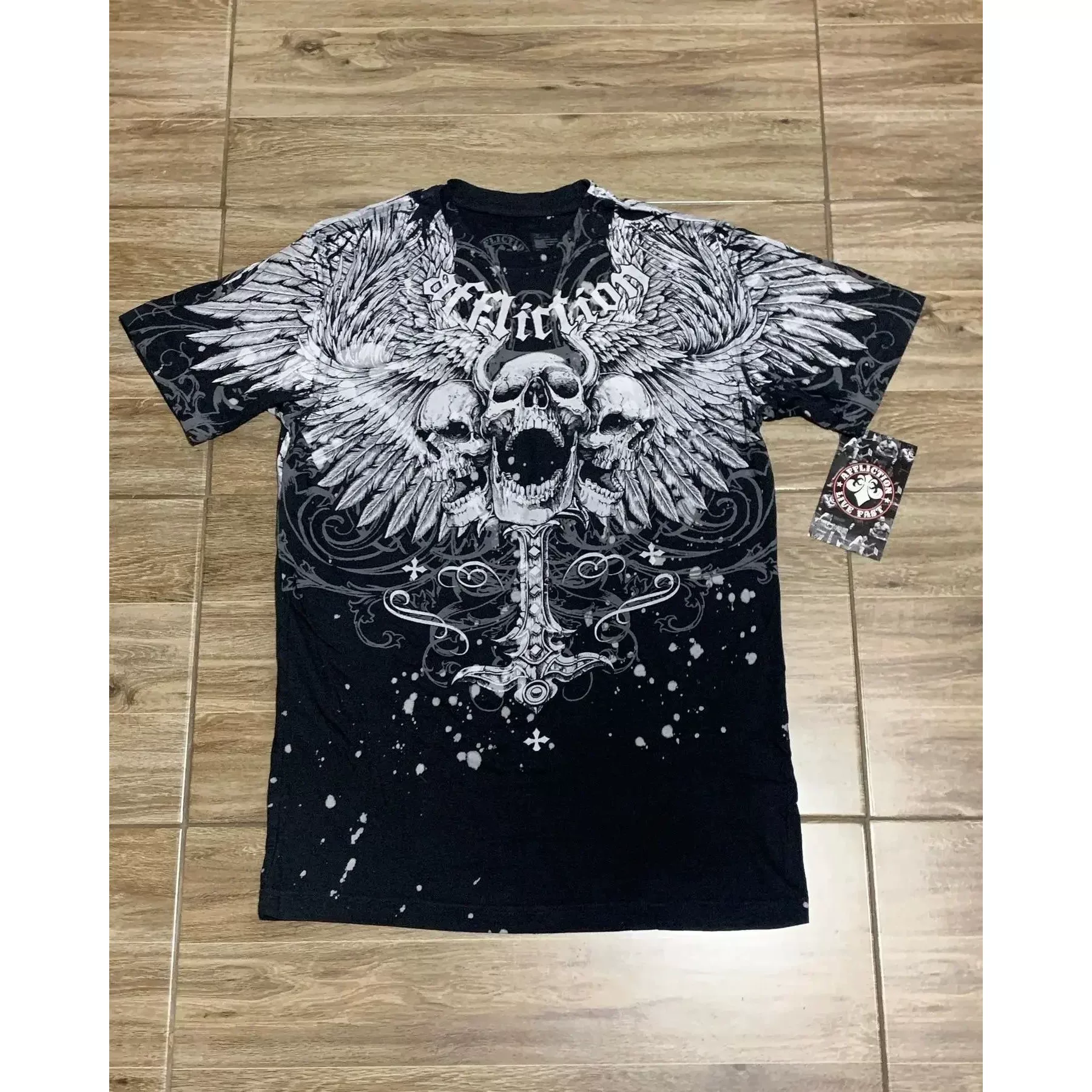 Футболка Affliction Y2K винтажная с графикой, в стиле панк/хип‑хоп, размеры S–3XL