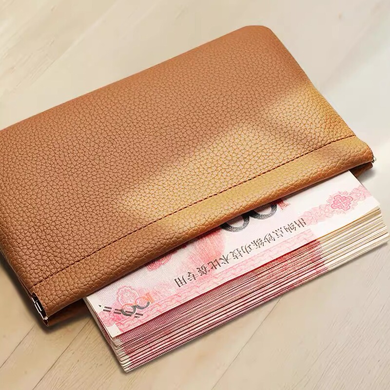 2026 New Simple Soft Leather Wallet Portable Large Capacity Long Style Automatic Closing Coin Purse Makeup Bag