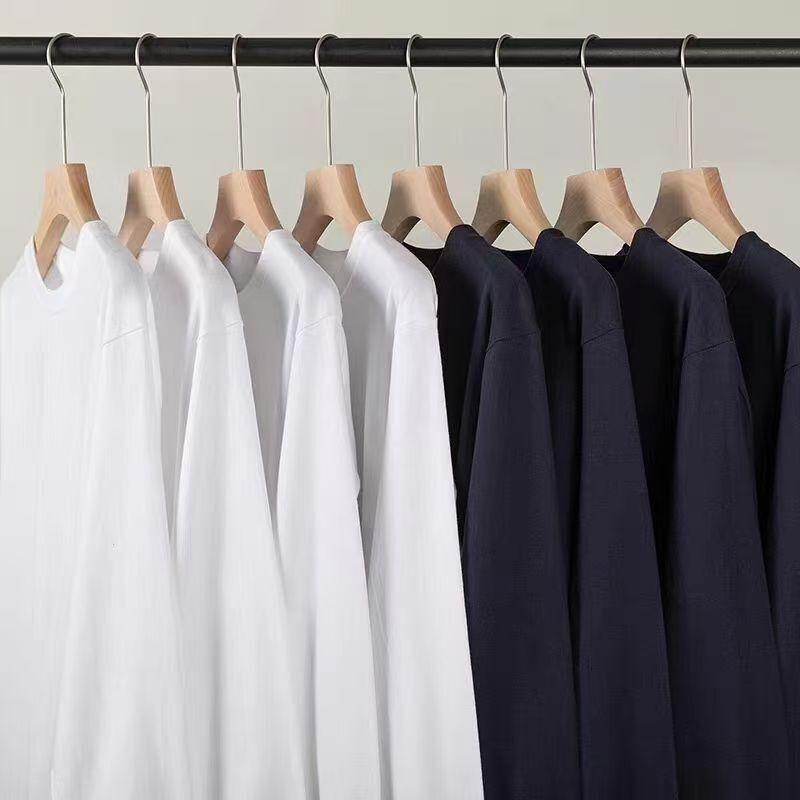 Limited Time Discount | 100% Pure Cotton Heavyweight Solid Color Autumn and Winter Long-Sleeve T-Shirt Casual Versatile Loose Base Shirt for Men and Women