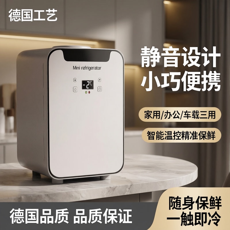 German Mini Refrigerator, Small Household Fresh-Keeping Silent Refrigerator, Office Single-Person Mini Car Dual-Use Refrigeration Refrigerator