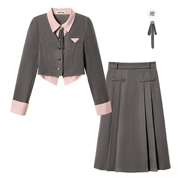 Velvet uniform, set, skirt
