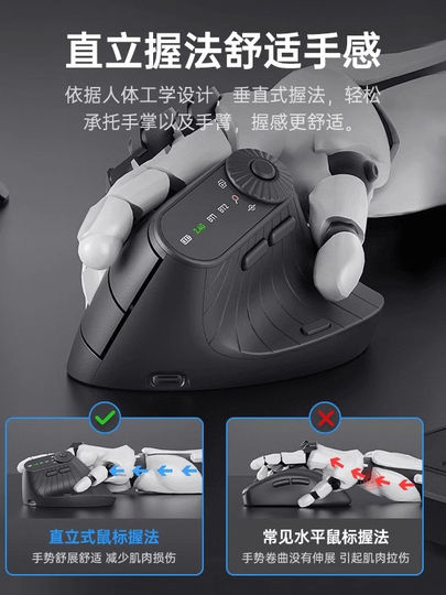 魔声M2pro人体工学垂直无线鼠标充电2.4G蓝牙长续航电脑办公家用