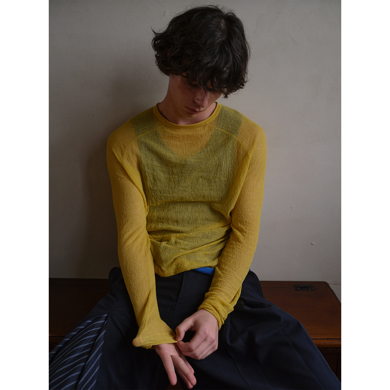 Soknot〔Red Erosion & Blue Invasion & Yellow Flame〕Long-Sleeved Slim-Fit See-Through Knit Top T-Shirt Base Layer Blouse for Men and Women Summer Soknot〔Red Erosion & Blue Invasion & Yellow Flame〕Long-Sleeved Slim-Fit See-Through Knit Top T-Shirt Base Layer Blouse for Men and Women Summer