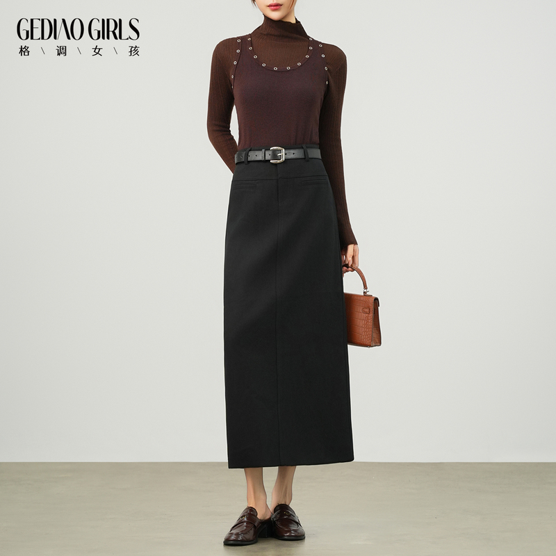 Black Thick Straight-Leg Suit Skirt for Women 2026 New Autumn Mid-Length Back Slit Drapey Office Long Skirt Black Thick Straight-Leg Suit Skirt for Women 2026 New Autumn Mid-Length Back Slit Drapey Office Long Skirt