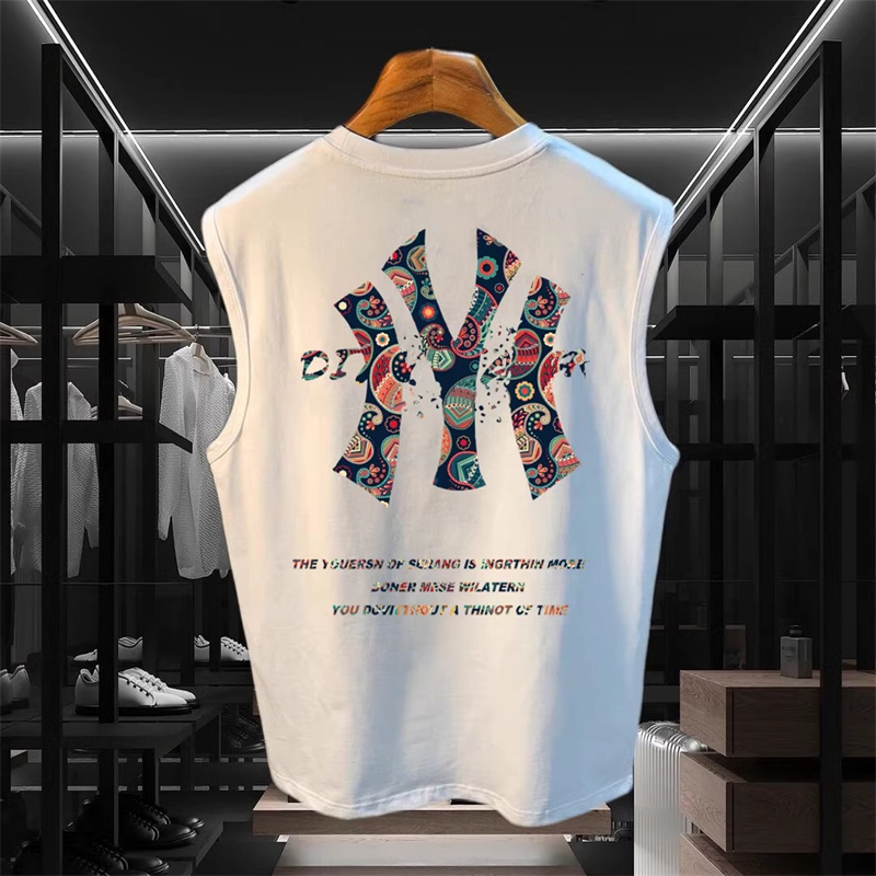 Trendy Brand Pure Cotton Vest Men's Sleeveless T-Shirt 2026 New Summer Colorful Printed Vest Sports Top Men's Style