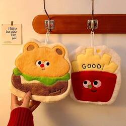 Cute Hand Towel Hanging Water Absorbent thickened Toilet Cartoon Hand Wipe Hand Wash Small Square Towel Kitchen Wipe