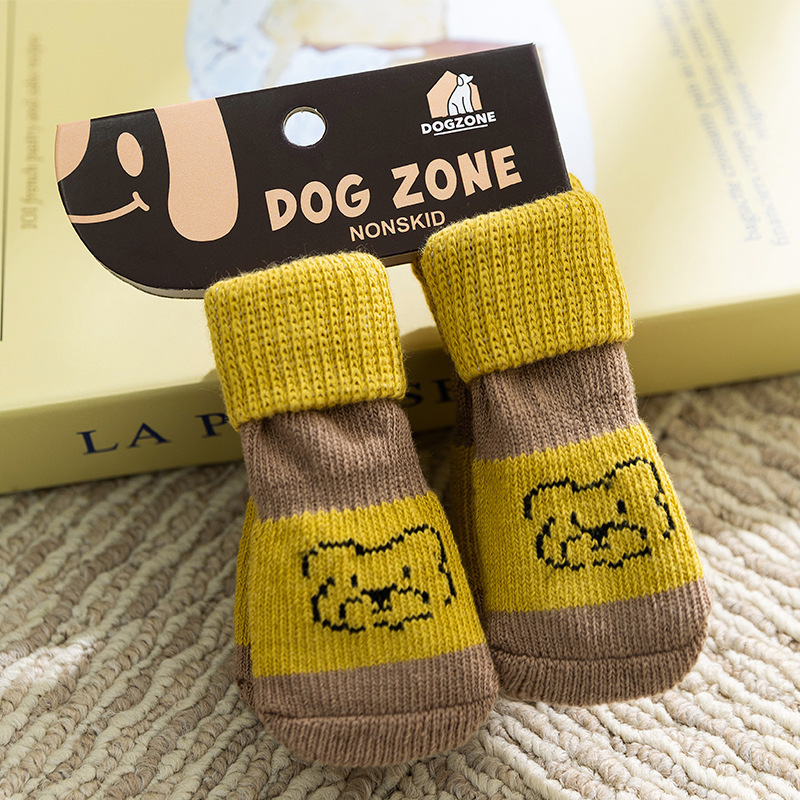 Pet Socks for Teddy, Bichon, Small and Medium-Sized Dogs, Anti-Slip, Anti-Scratch, Anti-Dirt Socks, Four-Pack Dog Shoes, Small Dog Socks