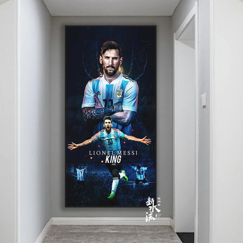 Messi Decorative Painting Argentina World Cup Champions League Barcelona Football Star Poster Hanging Painting Lottery Shop Mural