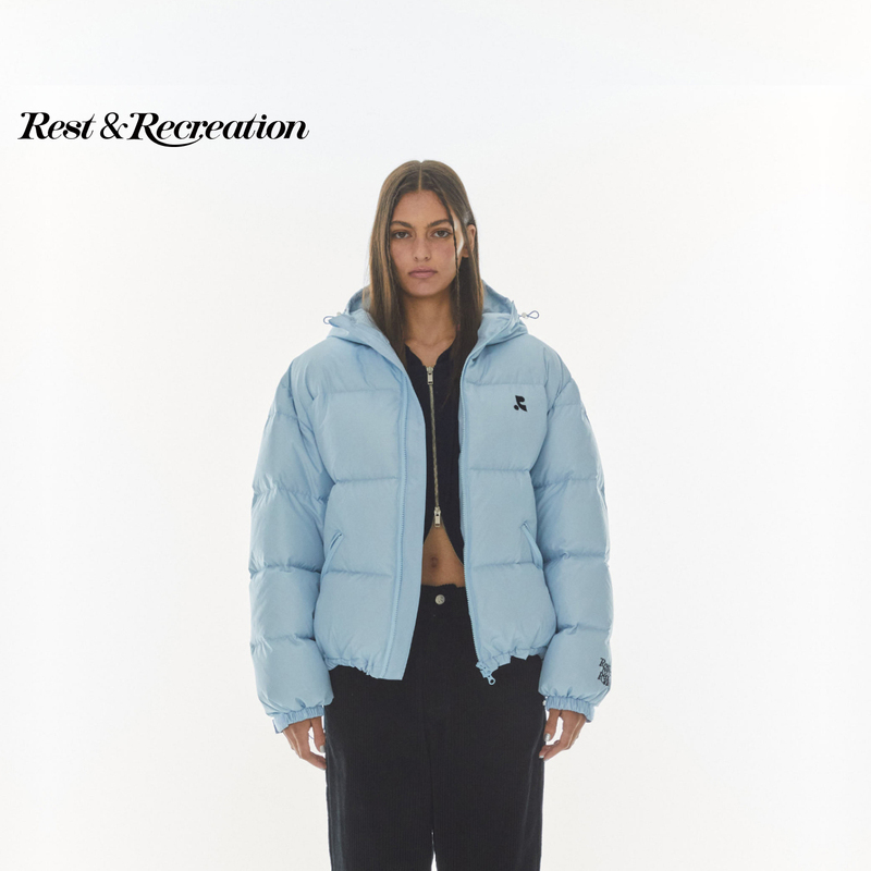 [Celebrity Style] Restandrecreation Official Classic Hooded Embroidered down Jacket for Men and Women