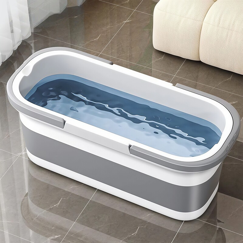Mop Bucket with Wheels, Foldable Plastic Mop Bucket, Rectangular Water Storage Mop Basin, Large Capacity Water Bucket