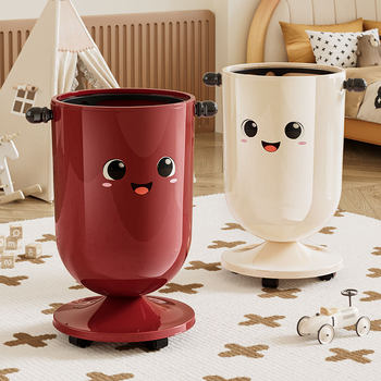 Trash Can for Living Room, Home Use, 2025 New Model, Kitchen, Bedroom, Light Luxury, High-End, Good-Looking, with Wheels and Lid, No Need to Bend over