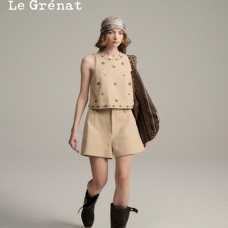 Жилет Le Grenat летний, юбка, комплект, свободный прямой крой