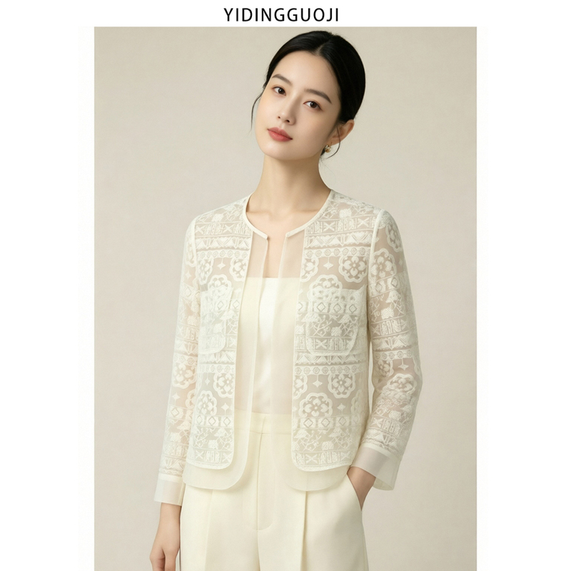 Yiding｜【Exquisite Embroidery】Silk Thread Embroidery with Sequins, Cool and Breathable Jacket C250614-1