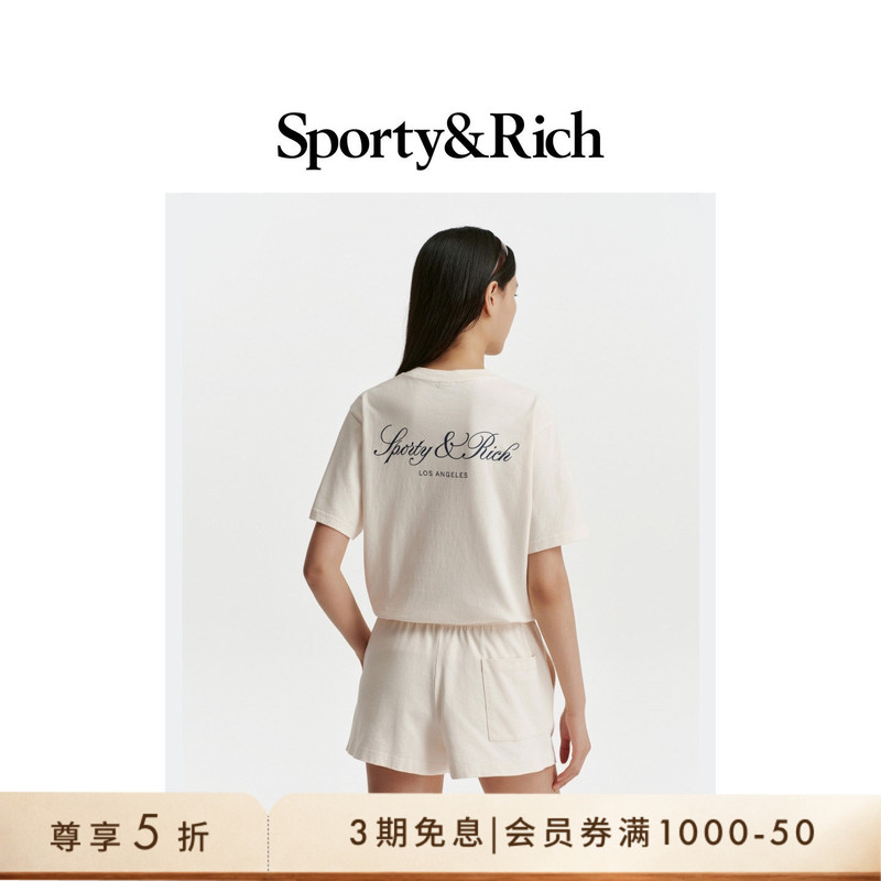 [Luxury Price] Sporty&Rich Unisex Classic American Style Loose Letter Logo Short Sleeve T-Shirt