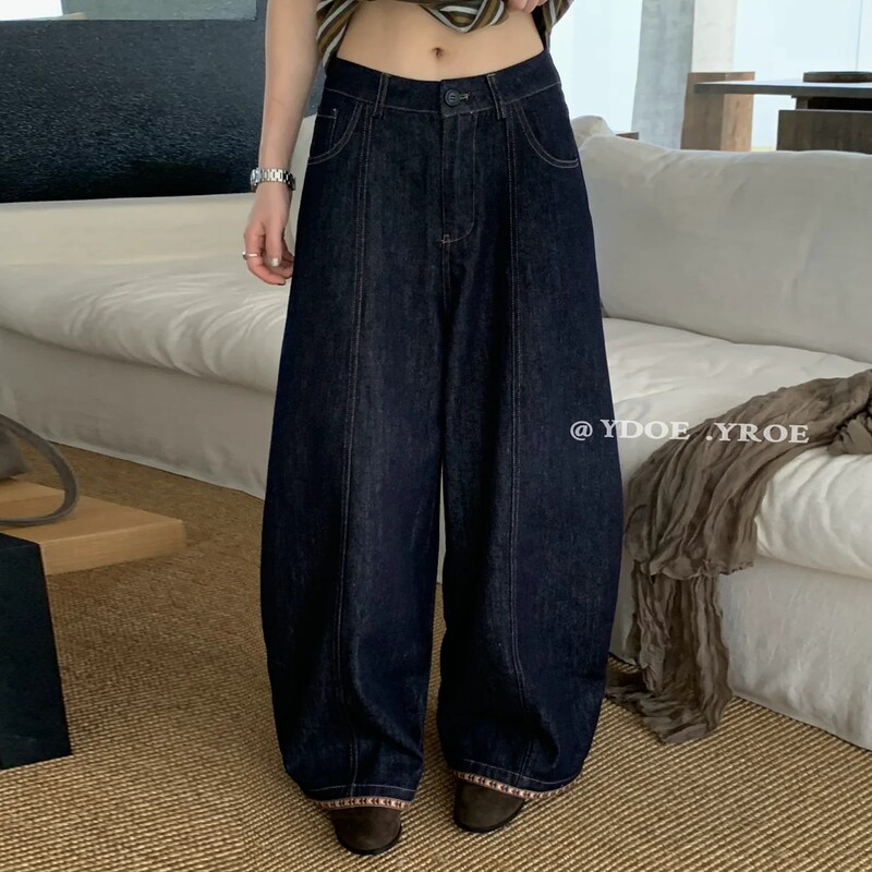 Vintage High-Waisted Wide-Leg Jeans for Women, 2026 Autumn Slim-Fit Loose Dark Blue Casual Straight-Leg Flared Pants Vintage High-Waisted Wide-Leg Jeans for Women, 2026 Autumn Slim-Fit Loose Dark Blue Casual Straight-Leg Flared Pants