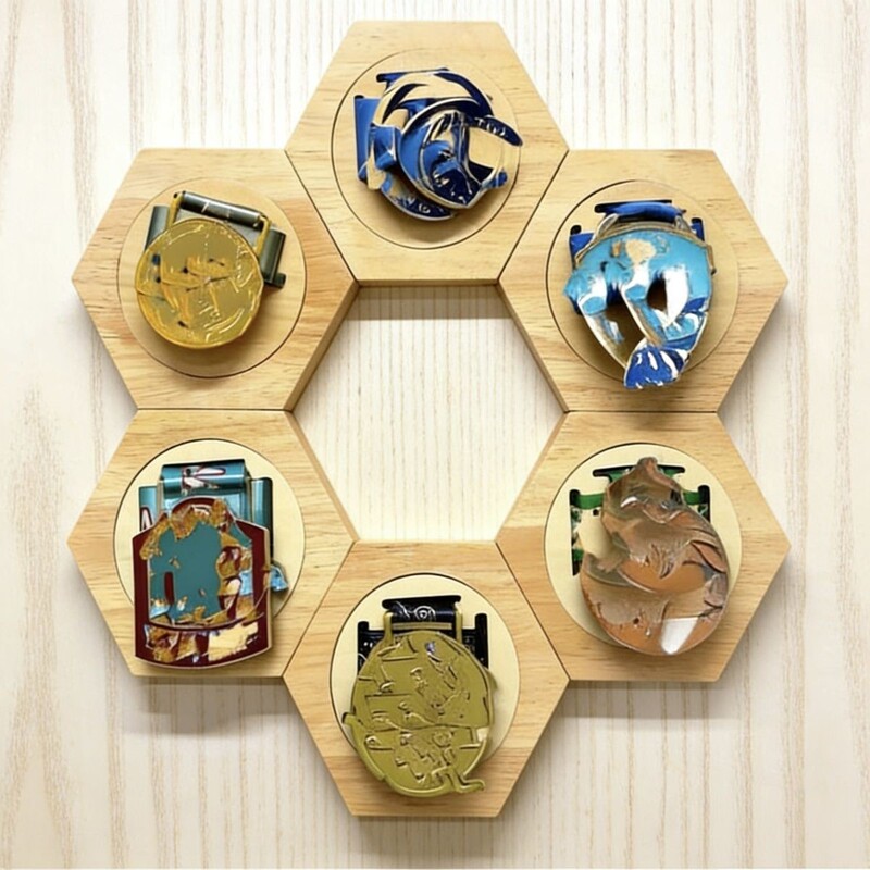 Medal Display Hook Combination Honeycomb Rack Hexagonal Wooden Hanger Marathon Student Photo Frame Honor Wall DIY