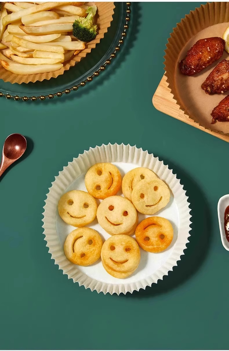 Hava Fritözü Özel Kağıdı Fırın Emici Yağ Pedi Kağıdı Ev Gıda Yuvarlak Kağıt Kase Kare Fırınlama Silikon Yağlı Kağıdı
