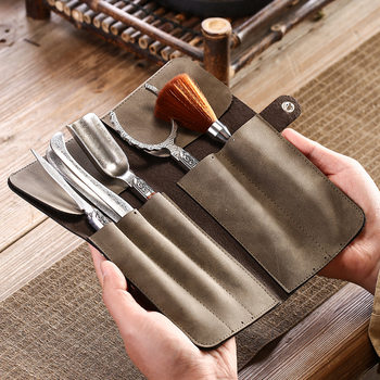 Black Sandalwood Tea Ceremony Six-Piece Set, Non-Slip Stainless Steel Tea Tongs, Teapot Pen, Spoon, Knife, Tea Ceremony Accessories, Tea Brewing Tools