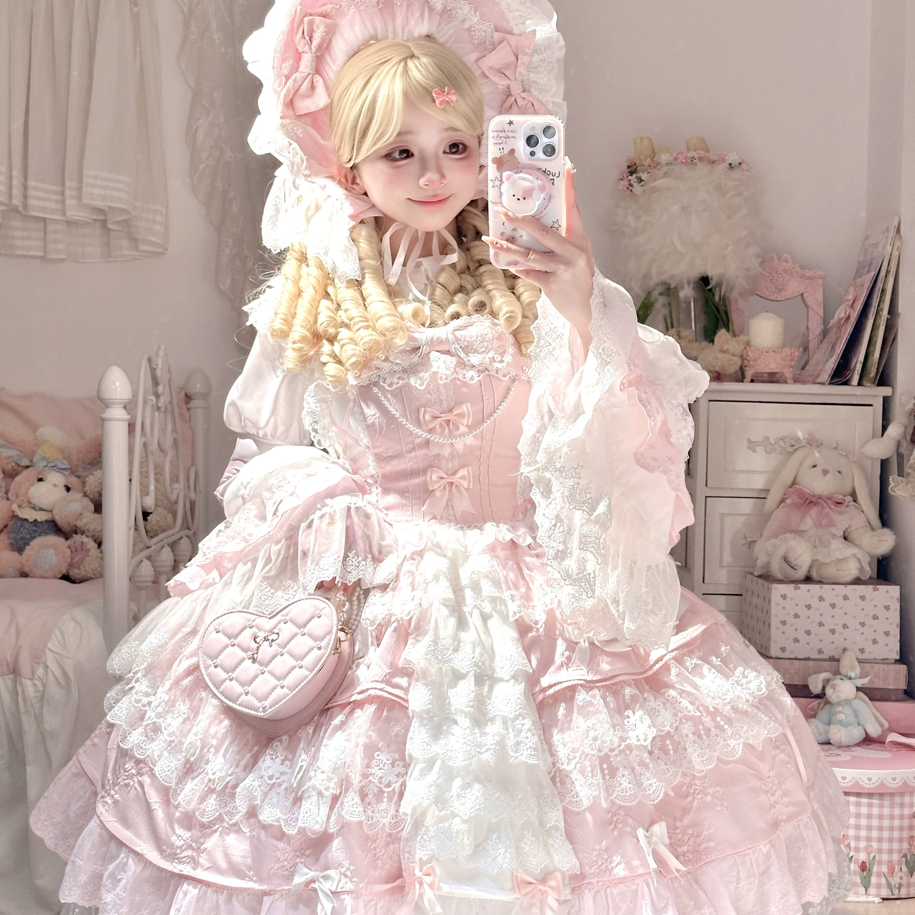 Оригинальная поющаяся персиковая вещь Ten Miles Doll Feeling Ancient Lolita тяжелая индустрия великолепное платье JSK платье
