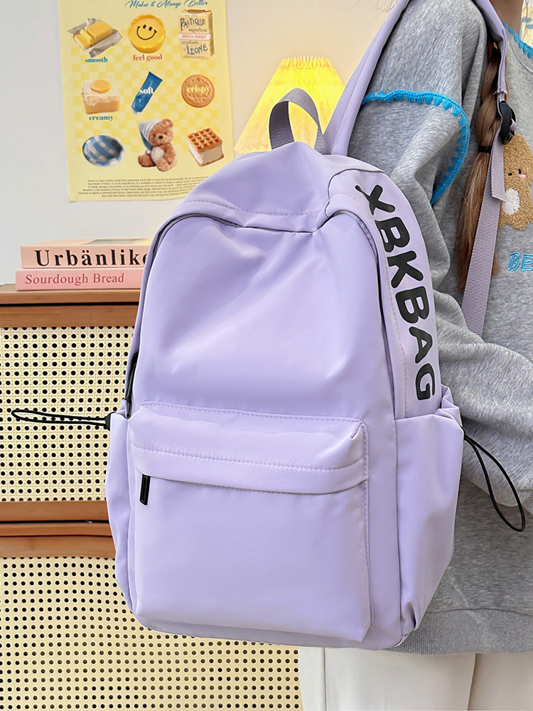 Red Schoolbag for Female Junior High School Students, Simple and Versatile, Lightweight Backpack for Elementary School Students, Outdoor Travel Backpack