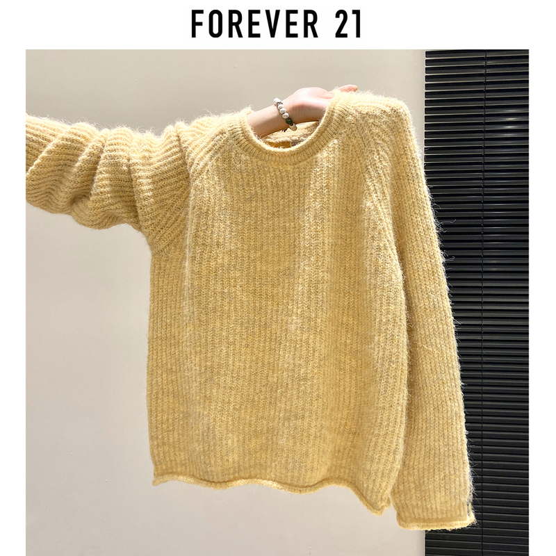 Forever 21 Yellow Rolled-Edge Pullover Sweater for Women 2026 Autumn New Slim-Fit Round-Neck Niche Long-Sleeve Top Forever 21 Yellow Rolled-Edge Pullover Sweater for Women 2026 Autumn New Slim-Fit Round-Neck Niche Long-Sleeve Top