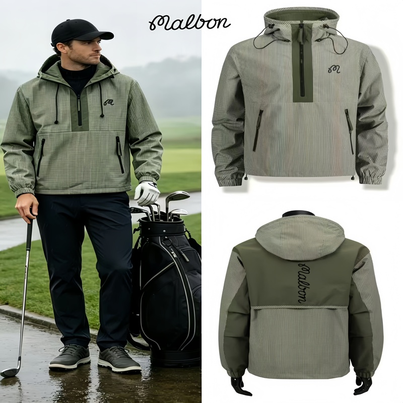Malbon Golf Men's Windproof and Rainproof Jacket Spring & Fall Outdoor Loose Sports Hooded Windbreaker Malbon Golf Men's Windproof and Rainproof Jacket Spring & Fall Outdoor Loose Sports Hooded Windbreaker