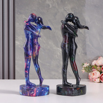 European-style home water transfer starry sky couple kissing and hugging ornaments creative Valentines Day gift resin crafts