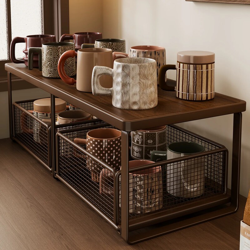 Japanese Imported Desktop Storage Rack, Pull-Out Dining Table Top Organizer, Cup Holder, Water Cup, Coffee Machine, Office Desk