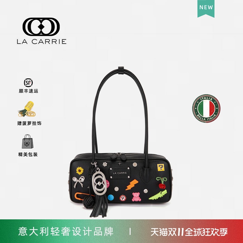 Italian La Carrie International Luxury Brand Bowling Bag First-Layer Cowhide Leather Shoulder Handbag for Women Italian La Carrie International Luxury Brand Bowling Bag First-Layer Cowhide Leather Shoulder Handbag for Women
