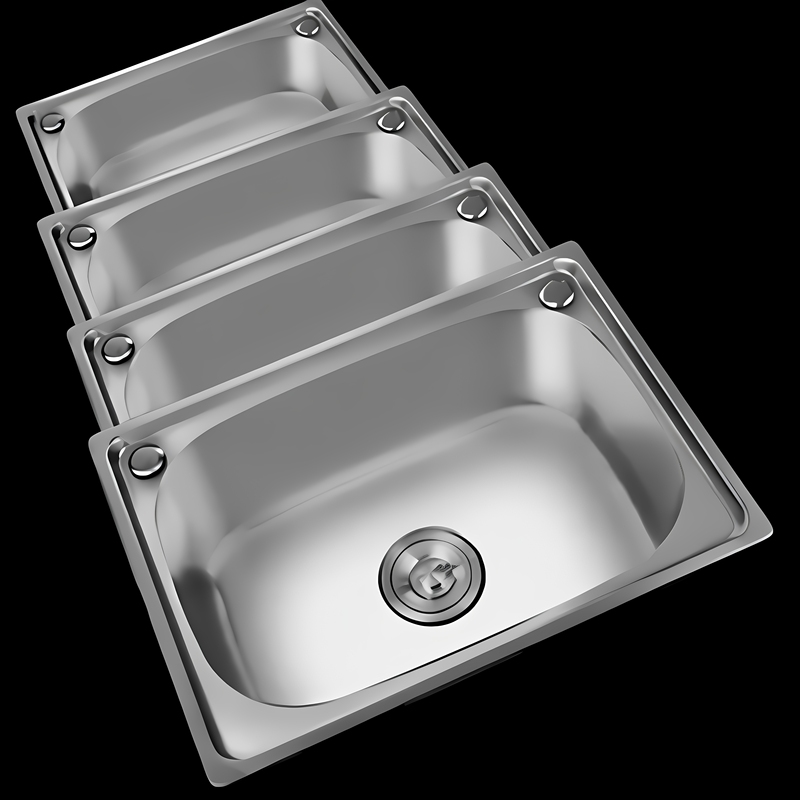 Small Single Sink 304 Stainless Steel Sink Kitchen Vegetable Washing Basin Dishwashing Basin Hand Washing Basin Integrated Basin Set with Free Shipping