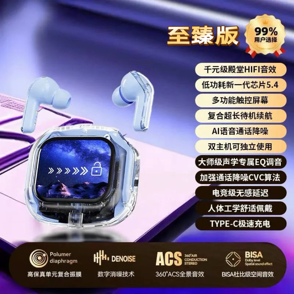 Беспроводные наушники Zhi Yu Crystal Blue Ultimate