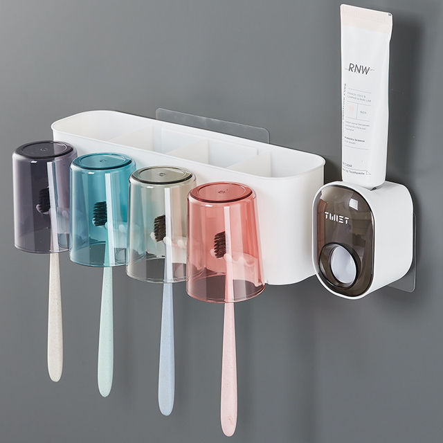 Toothbrush rack, no punching hole, bathroom mouthwash cup, tooth cup, toothbrush rack, wall hanging, household toothbrush, toothpaste set