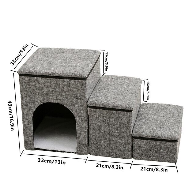 Bedside Ladder Pet Three-Level Staircase Cat Staircase Steps Small Size Dogs Bed Climbing Bed Kitten Climbing Ladder Storage