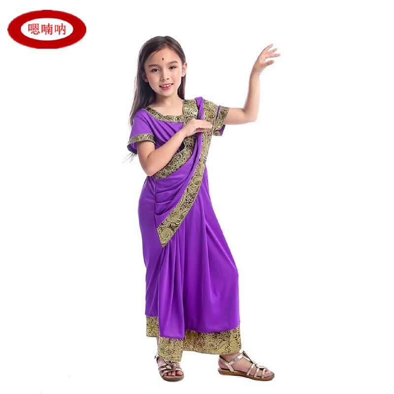 Children's Traditional Indian Saree Dresses, Ethnic Costumes from Pakistan and Bangladesh, Indian-Style Costumes for Performances