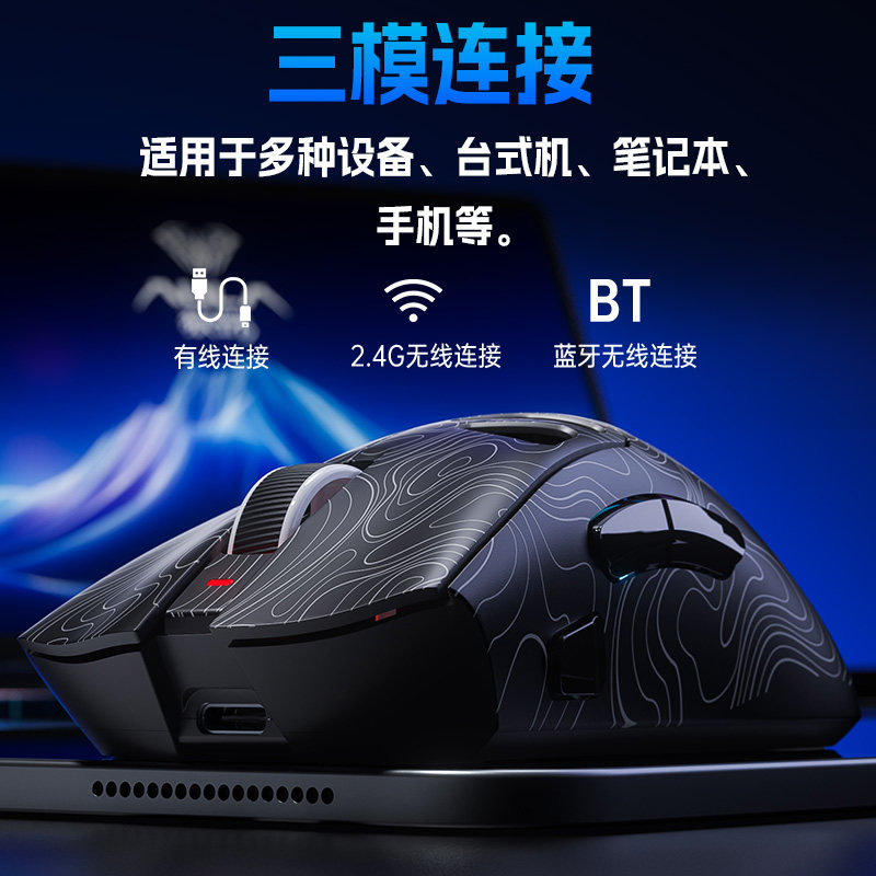 Wolf Spider Sc620 Wireless Bluetooth Three-Mode Mouse, Hollow Lightweight Gaming Ergonomic USB Mouse