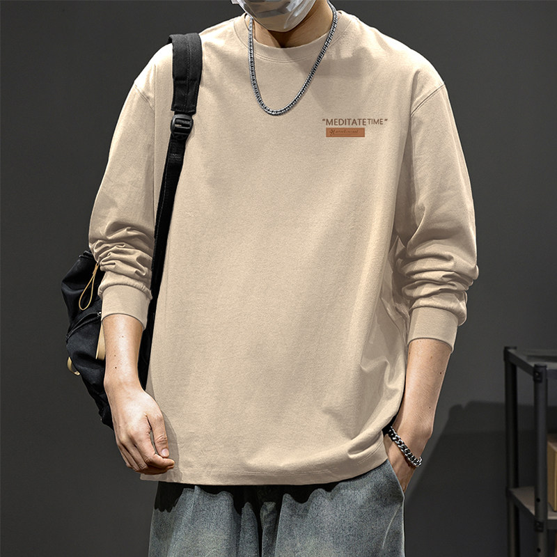 Jumadun/ новинка 2025 года, хлопковая футболка с длинными рукавами, мужская молодежная осенняя футболка, брендовая футболка для мальчиков, тяжелая футболка