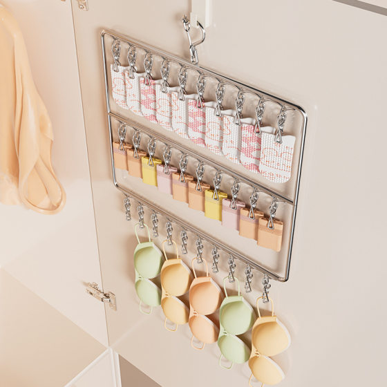 晾袜子衣架多夹子防风家用不锈钢晾衣夹多功能挂钩内衣晒袜子神器