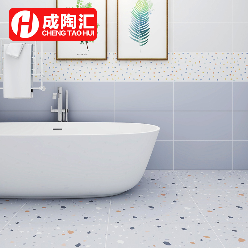 Macaron tile color ins Wind toilet bathroom wall tile kitchen bathroom terrazzo floor tile 600X600