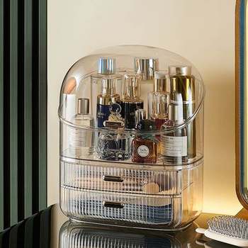 Cosmetic storage box anti-dust rack large-scale functions desktop lipstick skin care dressing table storage deh