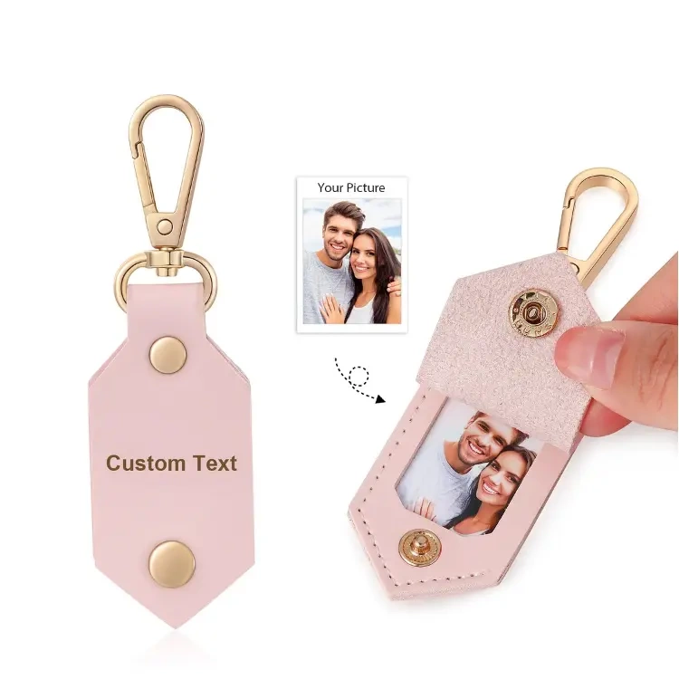 In-Stock Pu Leather Photo Keychain 1.0inch Photo Key Holder Portrait Gift Key Storage Bag