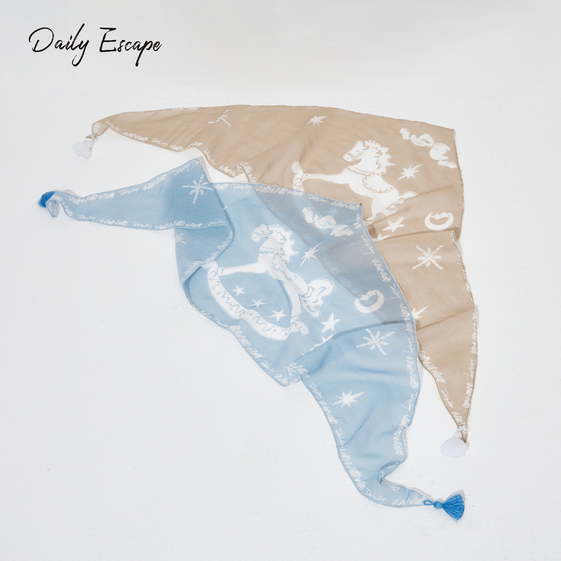 Daily Escape Resort Style Retro Tencel Ramie Pony Print Scarf Triangle/Square Silk Scarf Headscarf Daily Escape Resort Style Retro Tencel Ramie Pony Print Scarf Triangle/Square Silk Scarf Headscarf