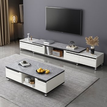 Tv cabinet, coffee table combination living room small apartment telescopic tv cabinet nordic light luxury simple telescopic storage cabinet