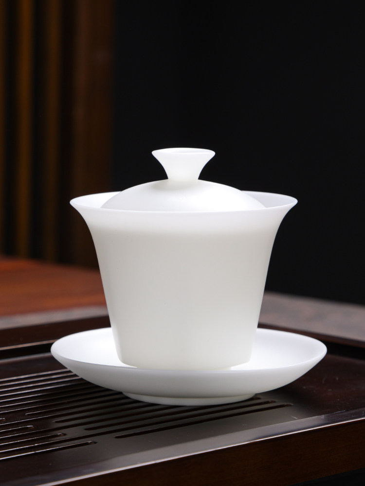 High-End Unglazed Ice White Jade Porcelain Tea Set for Home Use, Light Luxury Jadeite Kung Fu Tea Pot and Teacup Gift Box Set